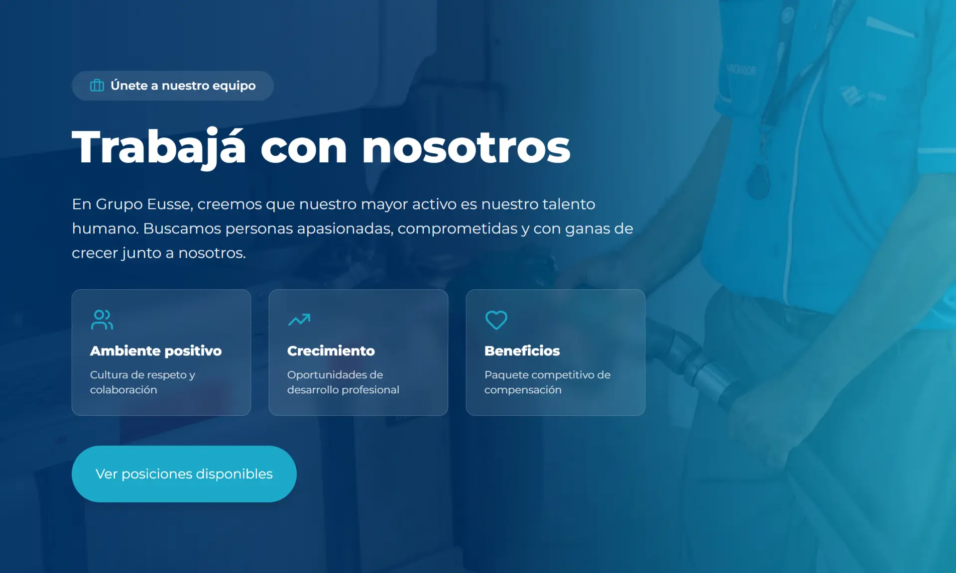 Sección Trabajá con nosotros del sitio web de Grupo Eusse.