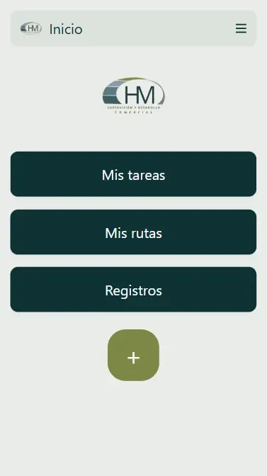 Inicio móvil de InstaVista con accesos a tareas, rutas y registros de auditoría.