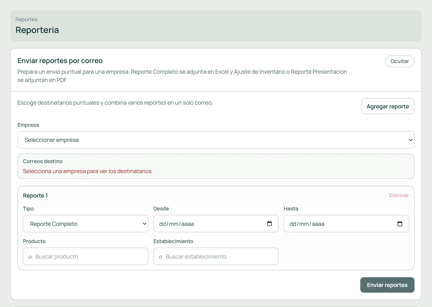 Formulario web de InstaVista para enviar reportes de auditoría por correo.